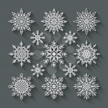 snowflakes cut paper set - vector illustration. eps 10
