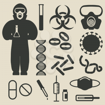 epidemic protection and medical icons set - vector illustration. eps 8