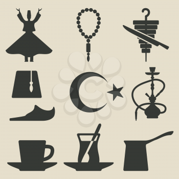 Turkish national icons set - vector illustration. eps 8