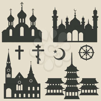 religious buildings set and symbol - vector illustration. eps 8