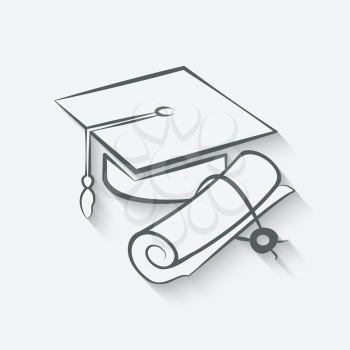 Graduation cap and diploma - vector illustration. eps 10