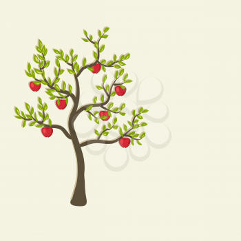 red apple tree background - vector illustration. eps 10