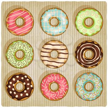 donuts retro striped background - vector illustration. eps 10