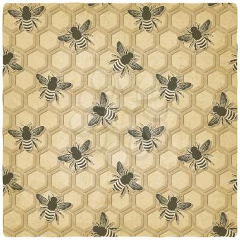 bee honeycomb pattern old background - vector illustration. eps 10