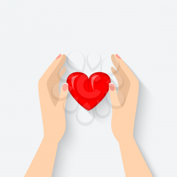 heart in hands symbol - vector illustration. eps 10