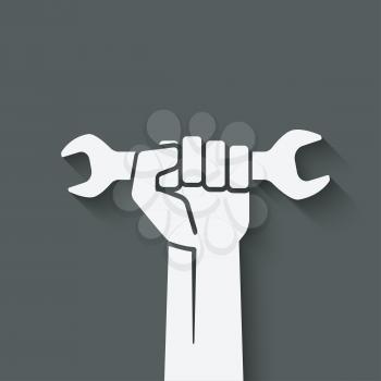 worker hand with wrench symbol - vector illustration. eps 10