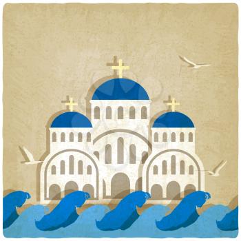 Greek Church Greek Church near blue sea. vector illustration - eps 10