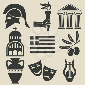 Greece symbol icons set. vector illustration - eps 8
