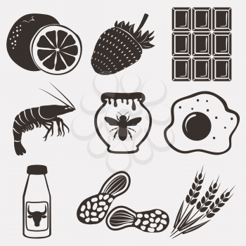Allergy food icons set. vector illustration - eps 8