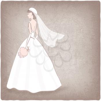 bride in wedding dress old background. vector illustration - eps 10