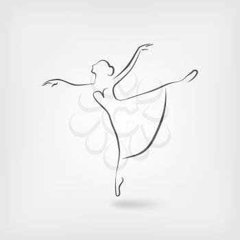 sketch ballerina dancing studio symbol. vector illustration - eps 10