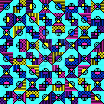 bright geometric seamless pattern in style of the 80s. vector illustration - eps 8