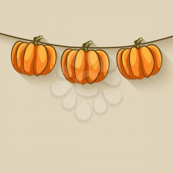 pumpkins on rope. thanksgiving background. vector illustration - eps 10