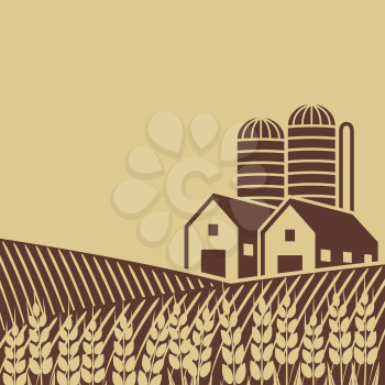 farm in field. vector illustration - eps 8