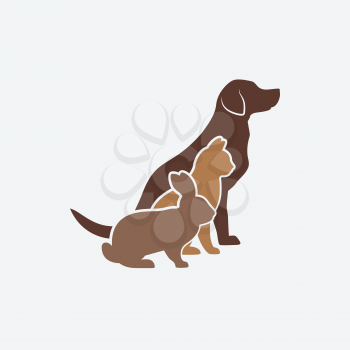 Pets silhouettes. dog, cat and rabbit. logo of pet store or veterinary clinic. vector illustration - eps 8