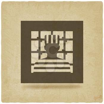 prisoner in jail. justice symbolold background. vector illustration - eps 10