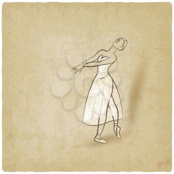 dancing ballerina sketch old background. vector illustration - eps 10