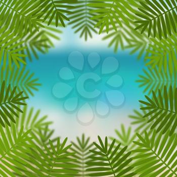 palm leaves on sea view background. vector illustration - eps 10