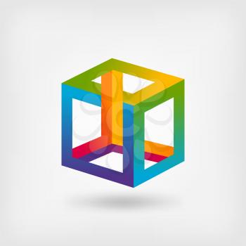 impossible cube multicolor abstract symbol. vector illustration- eps 10