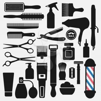 barbershop tools icons set. vector illustration - eps 10