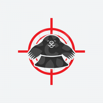 Mole in hole. Animal pest icon red target. Vector illustration