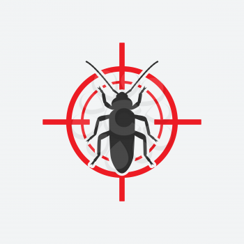 Old House Borer icon red target. Insect pest control sign. Vector illustration