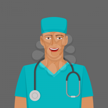 Doctor medic man with stethoscope. Vector illustration