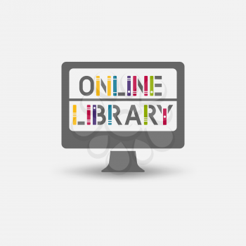 Online e-book library design symbol. vector illustration