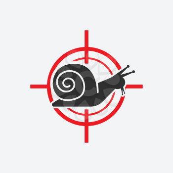 Snail silhouette. Animal pest icon red target. Vector illustration