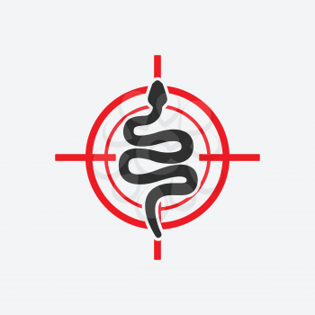 Snake silhouette. Animal pest icon red target. Vector illustration