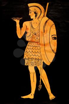 historical costume - ancient greece Warrior stylized classical Greek painting 5th century BC