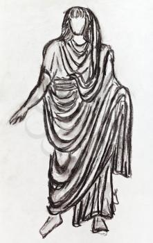 historical costume - ancient Roman emperor in a toga styled with a statue of the 1st century BC