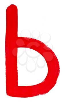 letter b hand painted by red brush on white background
