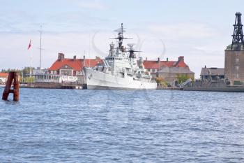 Danish warship in the Copenhagen harbour 