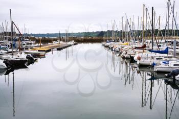 yacht mooring in Perros-Guirec, Brittany, France