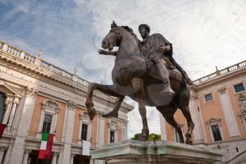 Equestrian Statue Marcus Aurelius on piazza del Campidoglio in Rome 19/12/2010