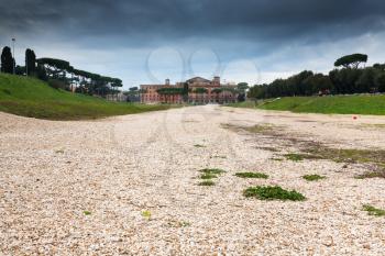 ground of antique Circus Maximus on Palatine Hill in Rome, Italy