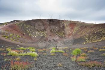 old volcano crater on Etna, Sicily, Italy
