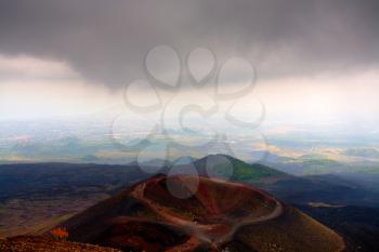 above view on Etna Silvestri crater, Sicily, Italy