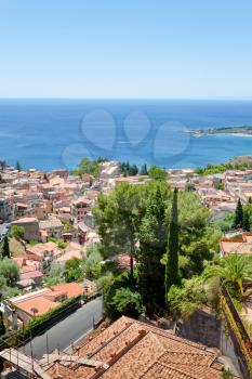 view on town Taormina on Ionian coast, Sicily