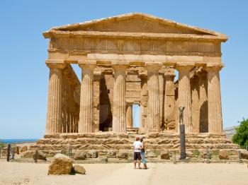 antique Temple of Concordia in Valley of the Temples, Agrigento, Sicily on June 29, 2011