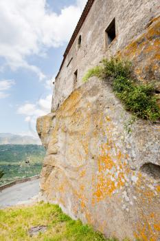 ancient wall of norman Lauria Castle, Castiglione di Sicilia, Italy