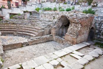 antique roman amphitheater Odeon, Taormina, Sicily, Italy