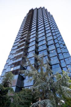 black glass tower building
