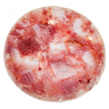 slice of head cheese isolated on white background