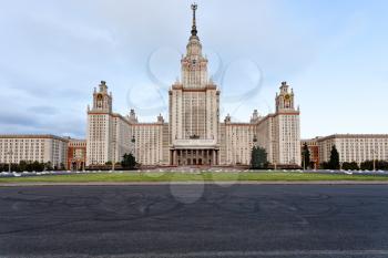 front view of Lomonosov Moscow State University and University square
