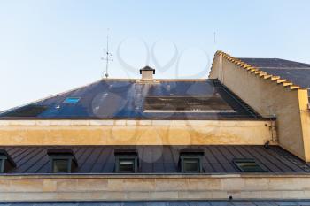 mansard roof of urban house in Paris