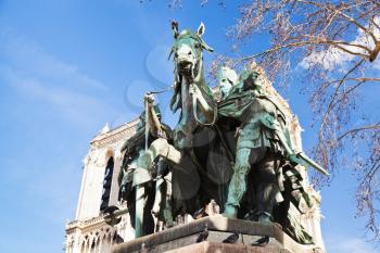 Notre-Dame de Paris and Statue Of Charlemagne