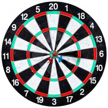 dart board with three arrows isolated on white background