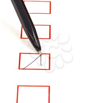 tick in red square box by simple black ballpen